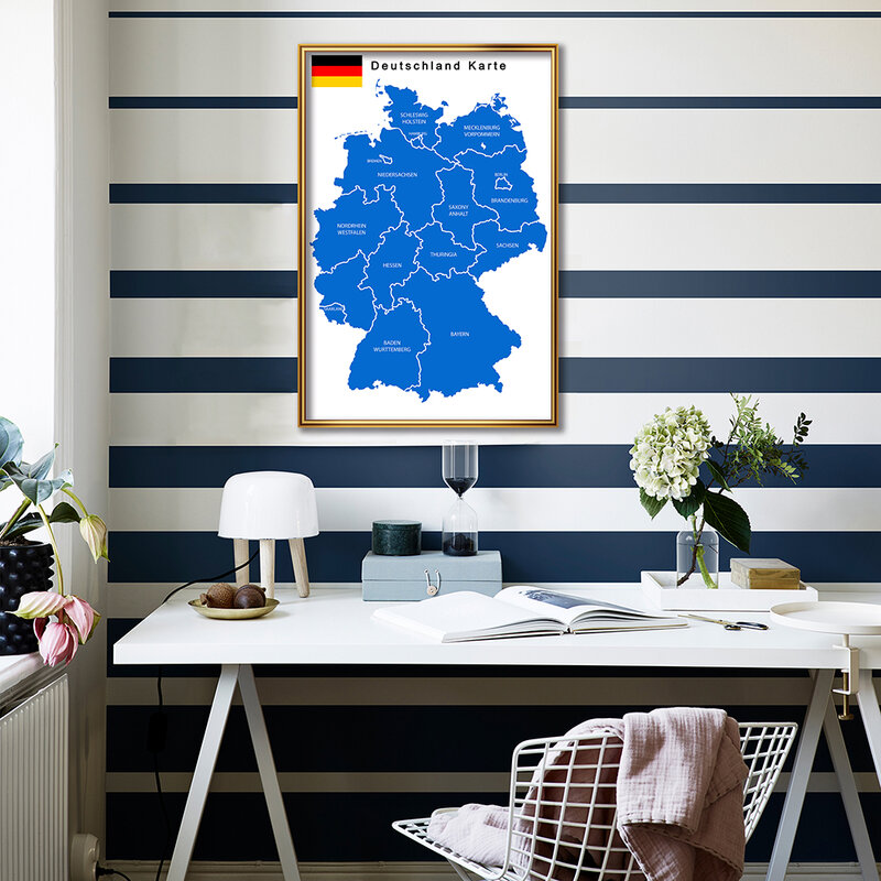 독일 정치지도 소형 포스터, 42x59cm, 캔버스 페인팅, 여행, 학교 용품, 홈 데코레이션