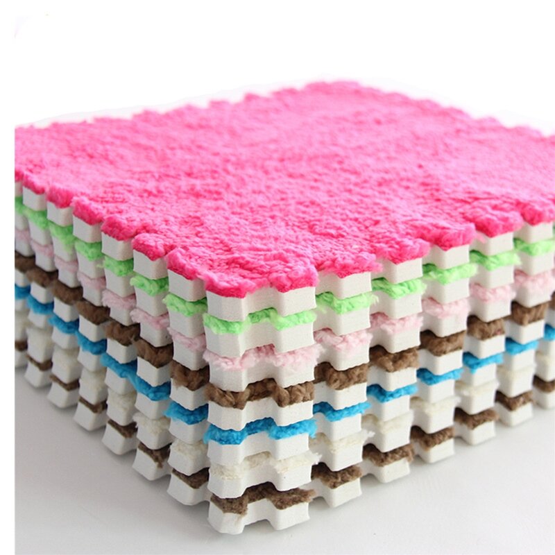 Alfombras plegables de felpa para sala de estar, tapete suave de escalada, con junta dividida, antideslizantes, color rosa, 10/25 piezas
