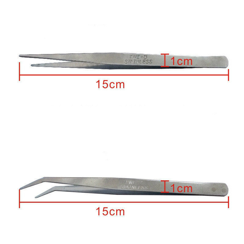 5 Pcs Industrial Tweezers Anti-static Curved Straight Tip Stainless Tweezer For Electronics Repair Sewing Machine Thread Take-up