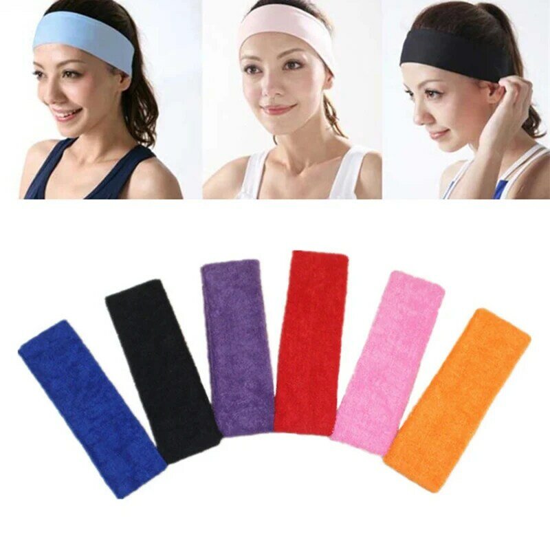 Sport Cotton Sweatband Headband for Men Women Yoga Hairband Gym Stretchy Head Bands Strong Elastic Fitness Basketball Hair Band