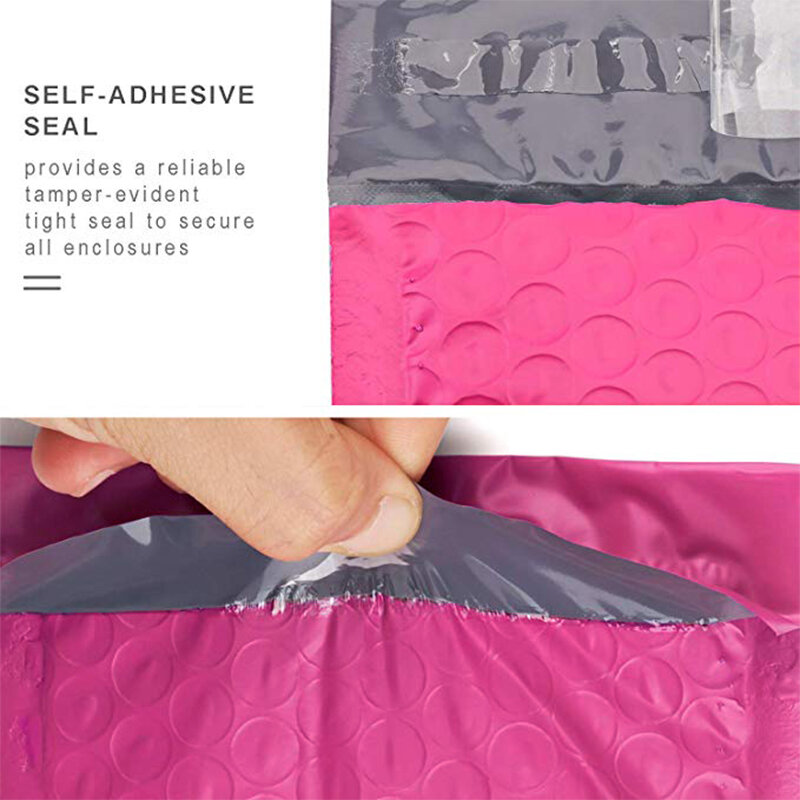 Sobres acolchados con burbujas de polietileno, sobres de correo con autosellado, color rosa, 10 unidades