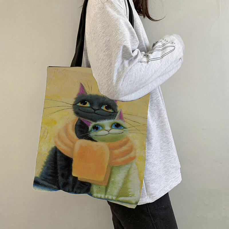 새로운 2pcs 여성 숄더 가방 인쇄 귀여운 고양이 작은 공룡 동전 지갑 키즈 숙 녀 지갑 지퍼 쇼핑 가방