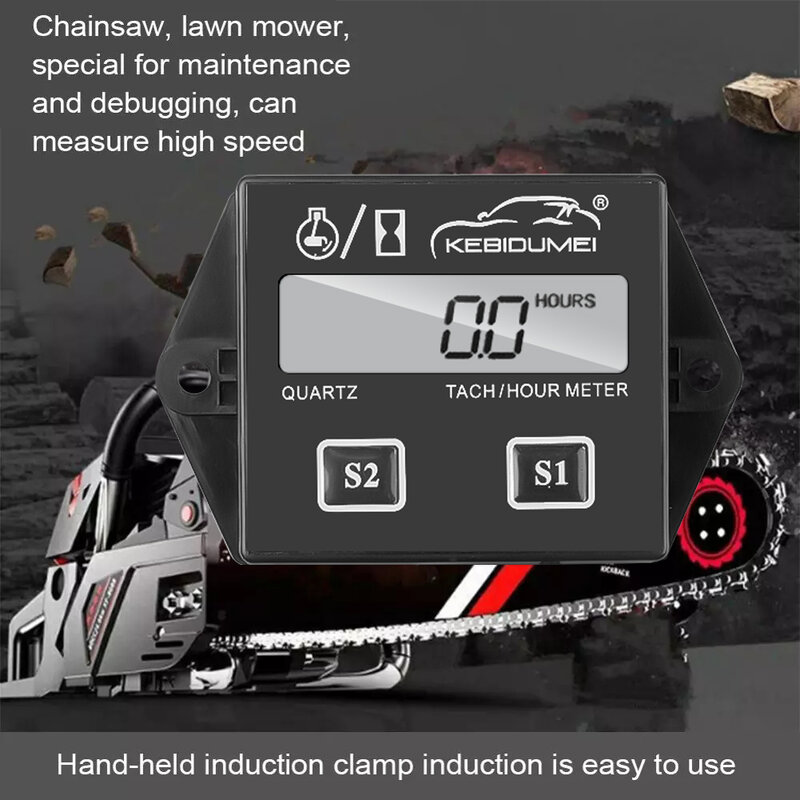 กันน้ำดิจิตอล Tach Hour Meter เครื่องวัดความเร็วเครื่องยนต์ RPM จอแสดงผล LCD สำหรับรถจักรยานยนต์มอเตอร์จังหวะเครื่องยนต์เรือ