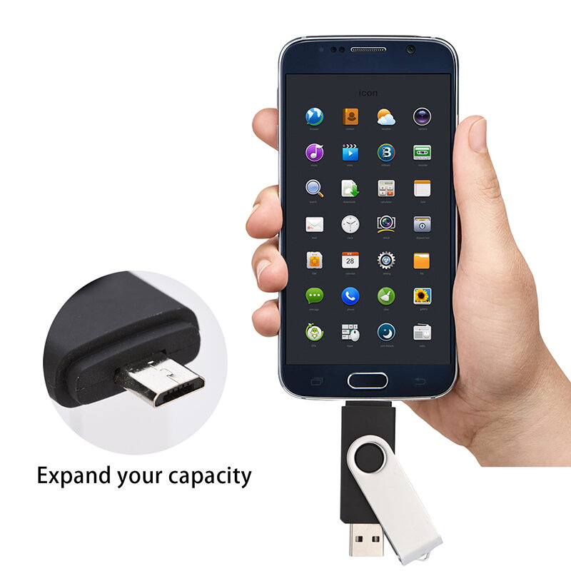 Pen Drive OTG para Smartphone, USB Flash Drive, Memory Stick, 8GB, 16GB, 32GB, 64GB, 128GB, Micro USB, 4GB