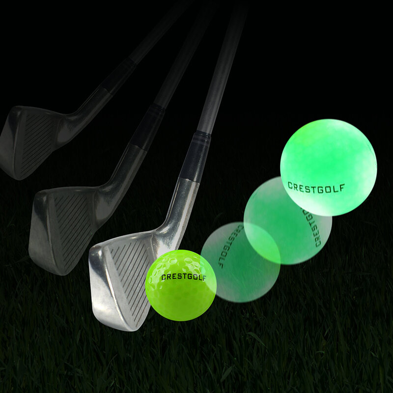 Bolas de golfe de LED luminoso, brilho no escuro, acender bolas, prática noturna, presente para golfistas, 4 luzes embutidas, 6 peças