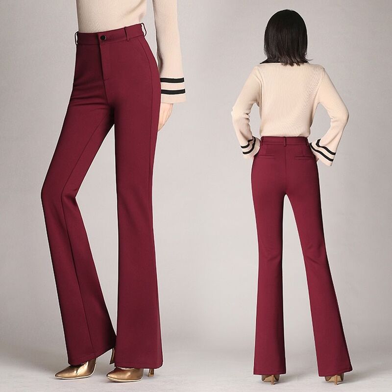 Ultra-elástico vestido macio calças de yoga calças femininas queimado calças de yoga sólido mid cintura alargamento perna larga senhora