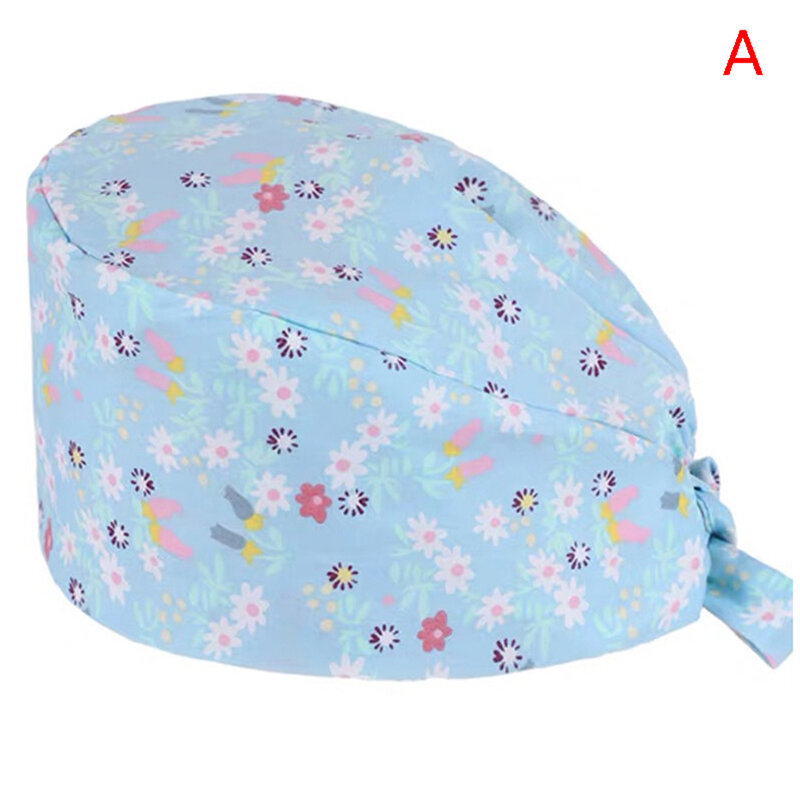 Sweat-absorbent Pet Hospital Doctor Work Hats Dental Clinic Nursing Caps Cotton Operating Room Hat Printing Medical Surgical Hat