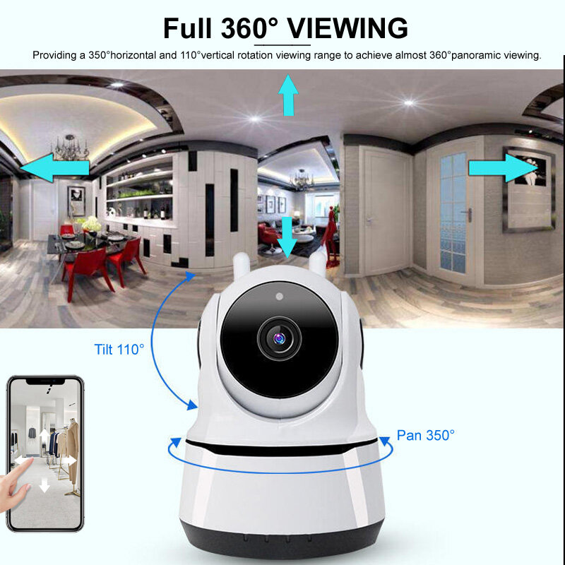 HD 1080P Smart Home WiFi telecamera IP di sorveglianza di sicurezza interna CCTV 360 PTZ Motion Detection Baby Pet Monitor WiFi Security Cam