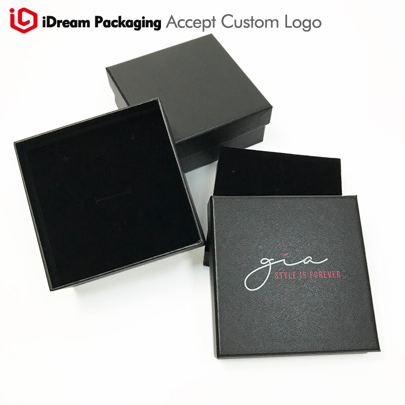 Embalaje de negocios hecho a medida con impresión de logotipo, cajón de embalaje de papel de cartón negro de lujo, caja de regalo de billetera para hombres