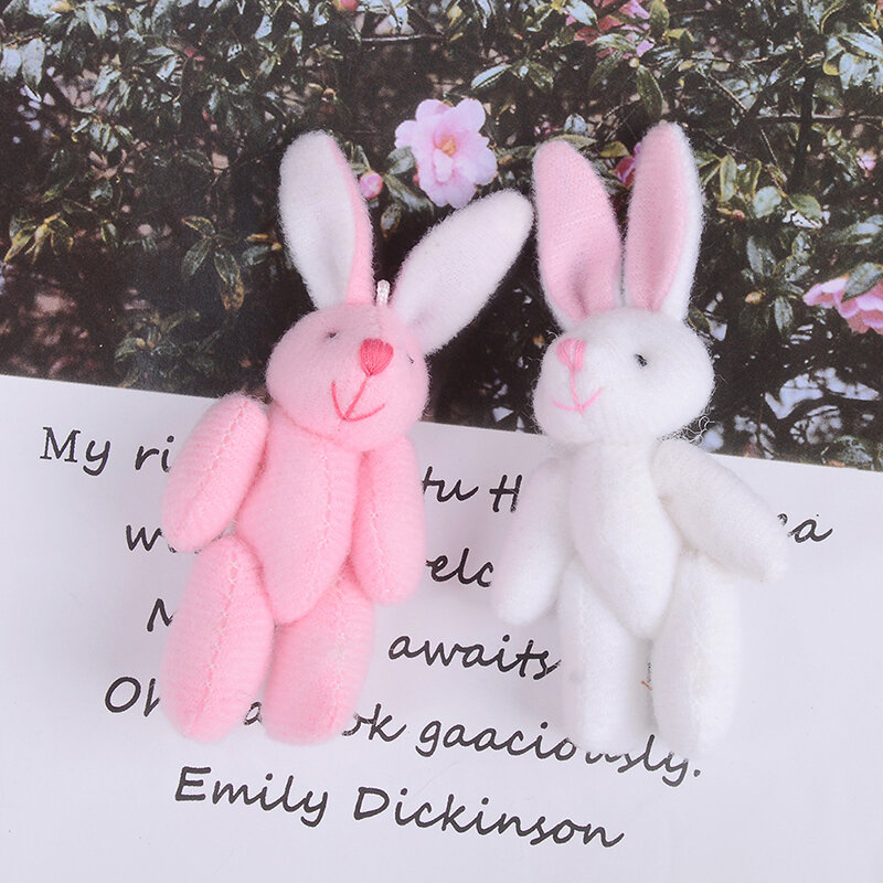 New Soft Plush Bunny Bear Mini Joint Rabbit Bear Pendant For Key Chain Bouquet Toy Doll DIY Ornaments Gifts 3.5/4/4.5/6/8cm