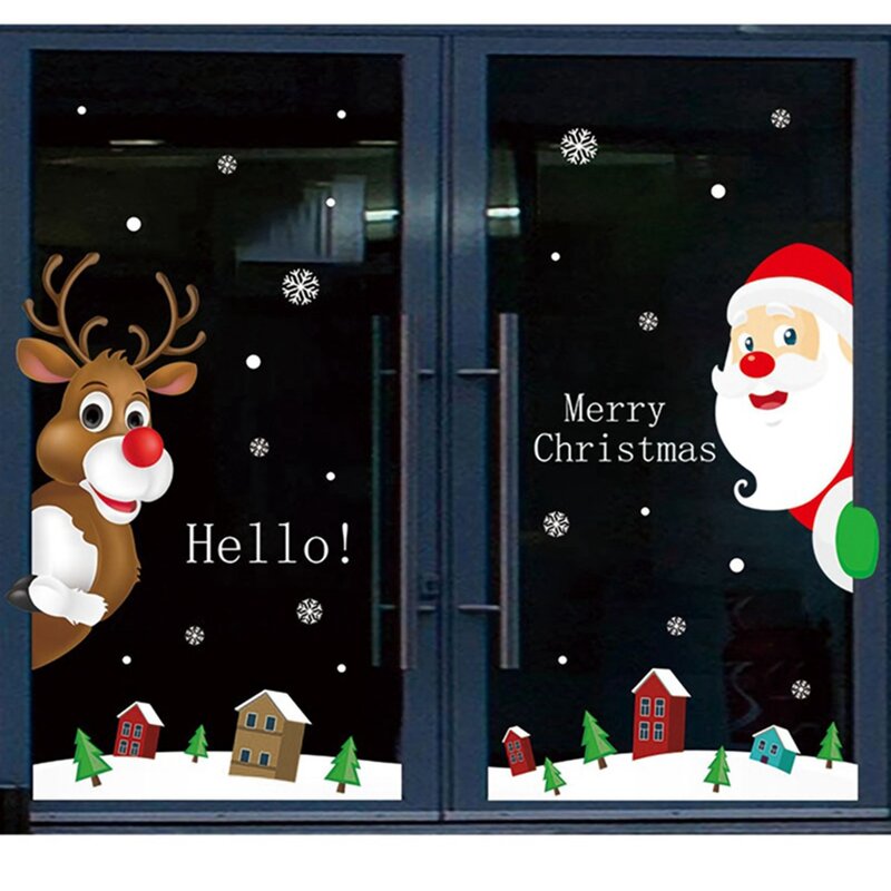 Adesivi per finestre da parete di natale sposare decorazioni natalizie per la casa 2023 ornamenti natalizi regalo di natale Navidad capodanno 2024