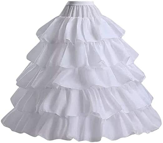 Anáguas crinolina das mulheres, underskirt com 4 aros, 5 camadas, babados, para o vestido de noiva, vestido de baile