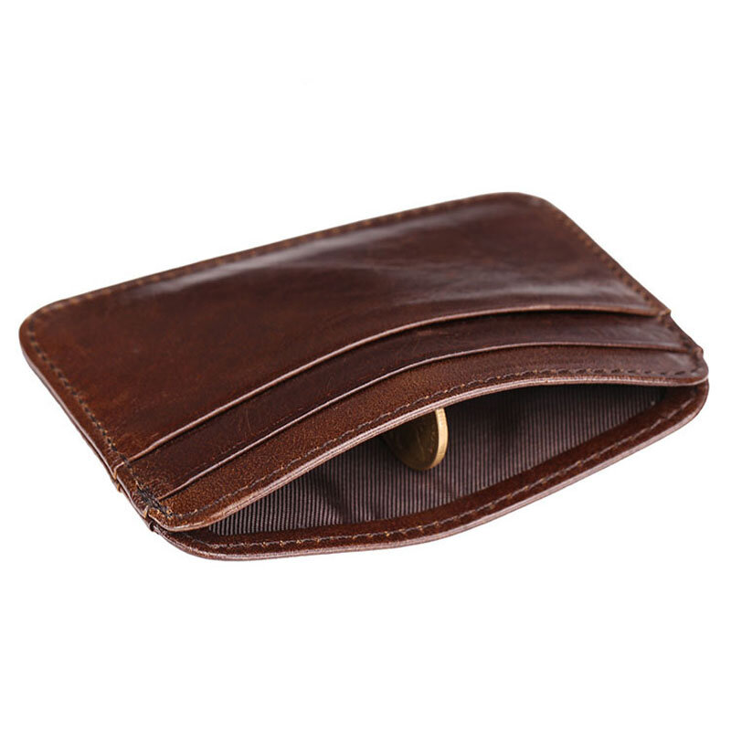 Nuovo arrivo sottile Vintage da uomo in vera pelle piccolo portafoglio sottile porta carte di credito borsa per soldi porta carte d'identità Mini borsa per uomo