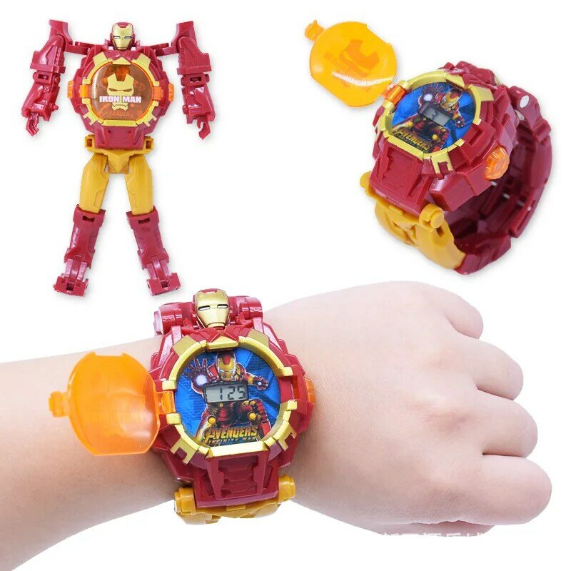 Orologi digitali leggeri per bambini ragazzi Cartoon Robot Transformation orologio da polso giocattolo Mecha Robot orologio elettronico