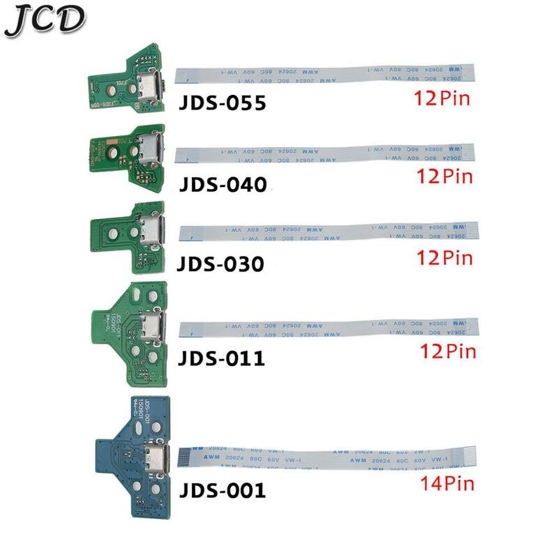 JCD ل PS4 تحكم USB شحن ميناء المقبس لوحة دوائر كهربائية مع الشريط فليكس كابل 12Pin JDS 011 030 040 14Pin 001 موصل