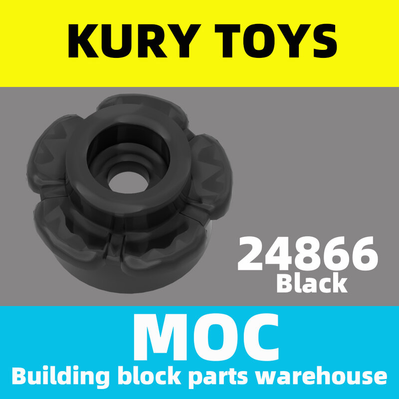 Kury toys diy moc、プレート用24866ビルディングブロックパーツ、ラウンドカットプレート用フラワーエッジ (5花びら) 付きラウンド1x1