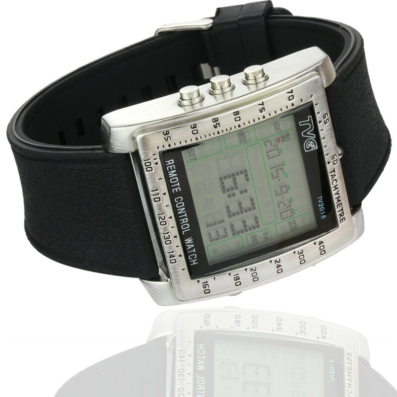นาฬิกาผู้ชาย TVG 2021 Creative TV DVD รีโมทคอนโทรลนาฬิกา LCD แฟชั่นนาฬิกาซิลิโคนสายคล้องคอ Horloges Mannen 2021