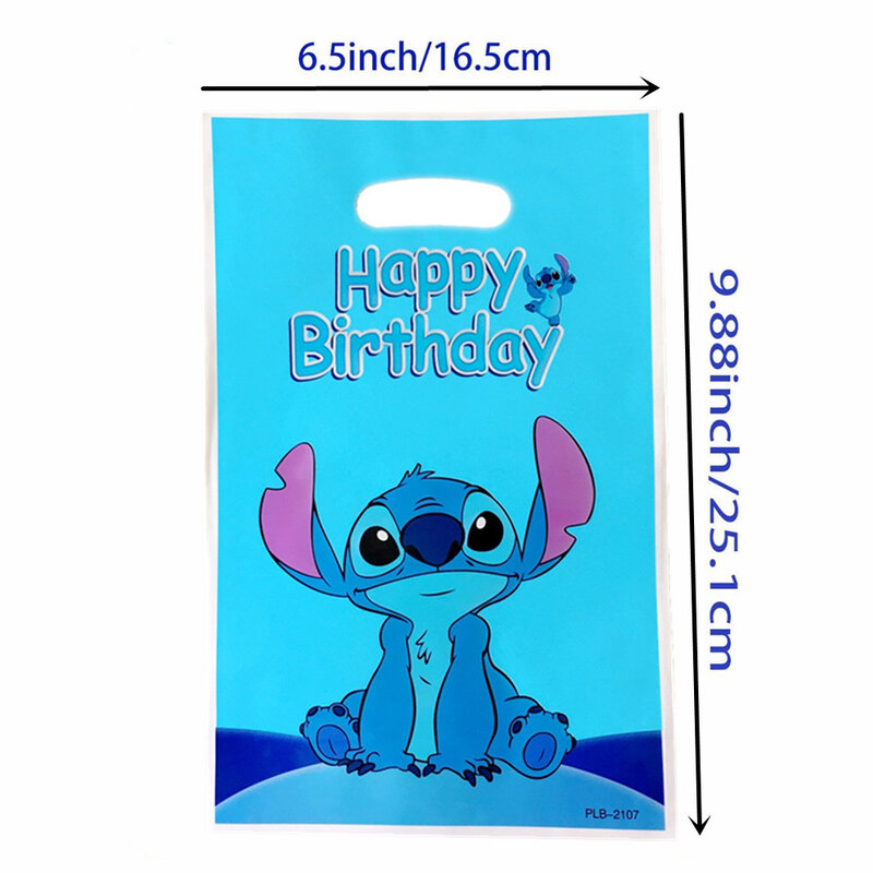 Disney Cartoon Lilo & Stitch Candy Bag Handle Gift Bags Birthday Decoration Snack Loot Package Festival Party Favor Plastic Bag