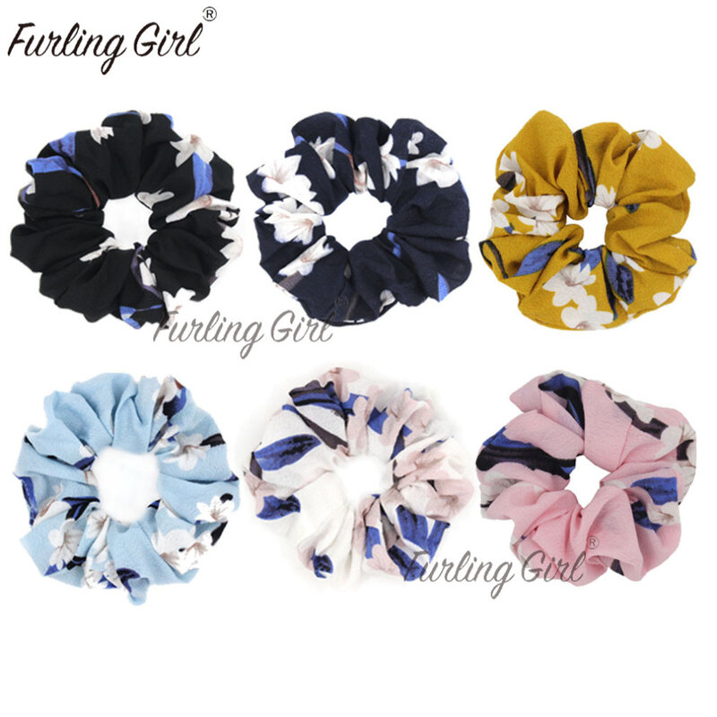 Furling Girl-coleteros con estampado de rododendro para mujer, cintas elásticas florales para el pelo, 1 unidad