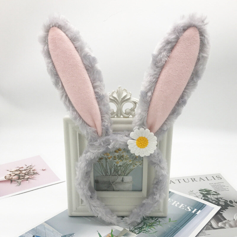 New Plush Bunny Ears Headdress Sweet and Cute Girl Animal Long Ears Hair Band Women's Hair Accessories Gift