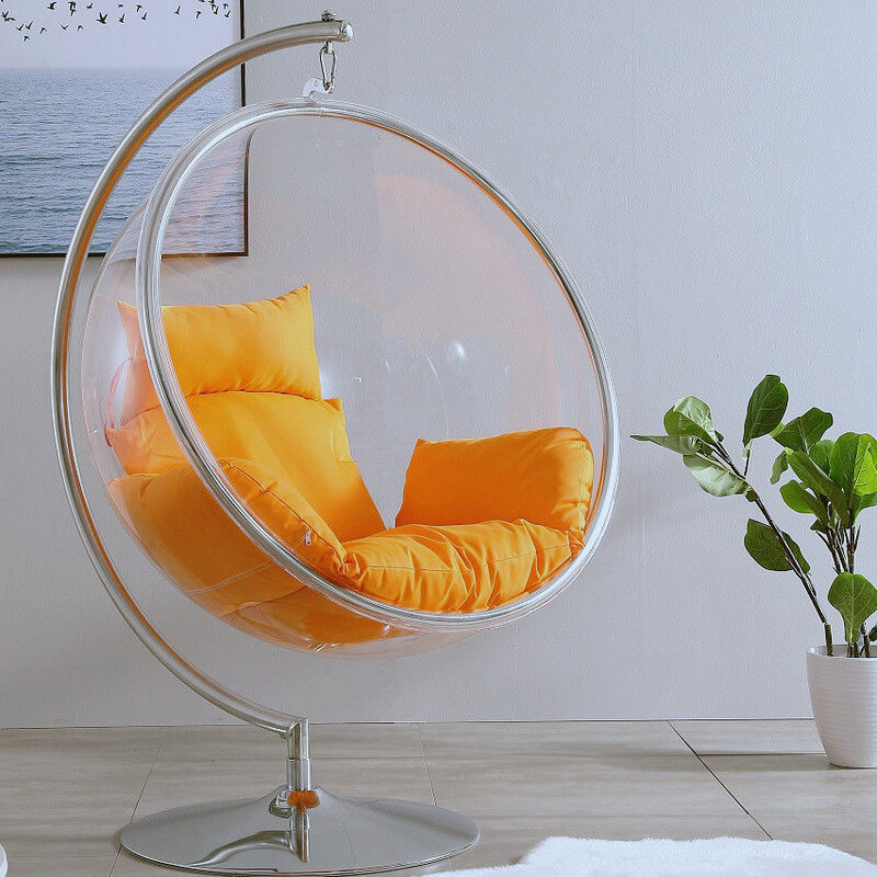 Estilo nórdico moderno acrílico bola de vidro erhai cadeira bolha transparente pendurado cadeira espaço pendurado cesta ao ar livre quintal balanço