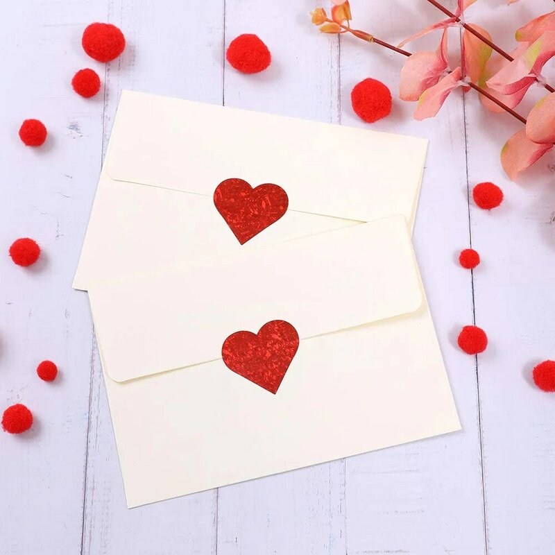 100-500Pcs Sparkle Jantung Stiker Merah Cinta Scrapbooking Perekat Stiker untuk Hari Valentine Pernikahan Dekorasi Alat Tulis Stiker