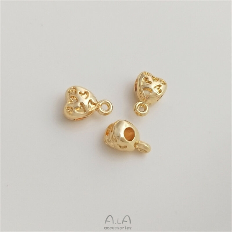 14K gold bag color preserving love shaped belt ring bead separating manual DIY bracelet necklace jewelry bead hanging accessoriy