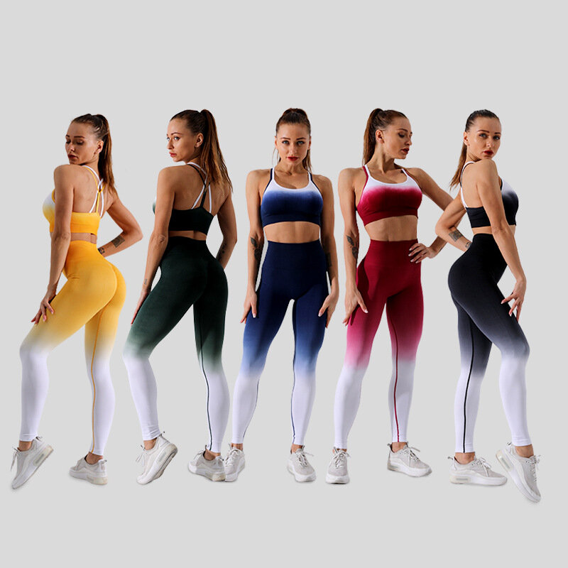 2020 atualizar vital fitness esportes ternos de cintura alta correndo leggings workout calças mulheres sem costura ombre yoga conjunto ginásio