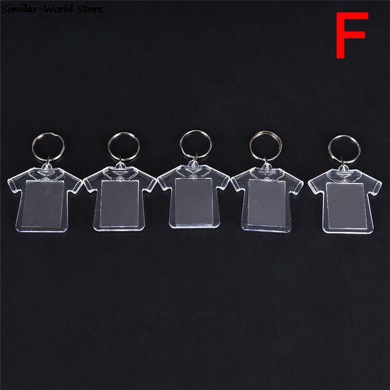 Porte-clés rectangulaire transparent vierge en acrylique, cadre photo, porte-clés bricolage, anneau fendu, cadeau JOGift, 5 pièces