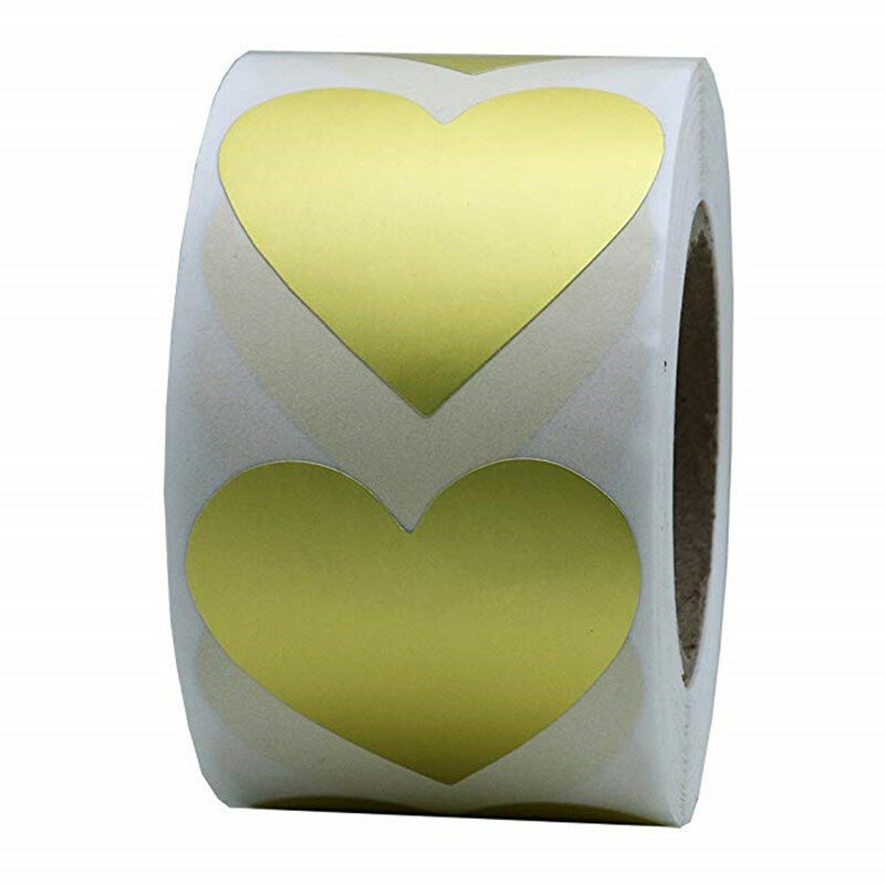 Pegatinas doradas con forma de corazón para álbum de recortes, etiquetas de sello para paquete y decoración de boda, papelería, 50-500 Uds.