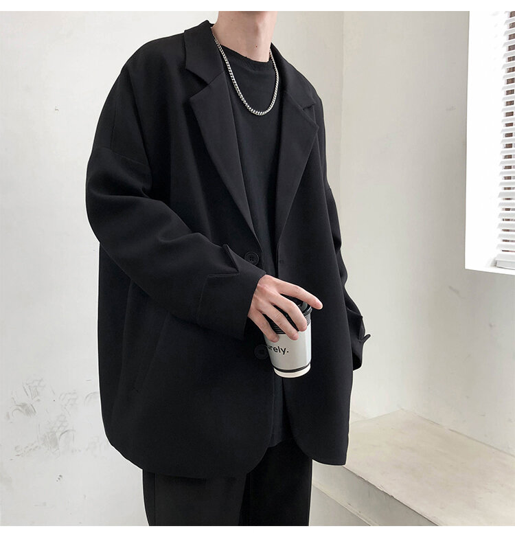 Blazer Gaya Inggris Jaket Setelan Longgar Trendi Santai Pria Retro Harian Streetwear Semua Cocok Setelan Korea Sederhana-Atasan