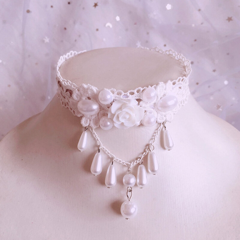 Lace Princess Lolita Pearl Necklace Necklace Pearl Choker Clavicle Chain