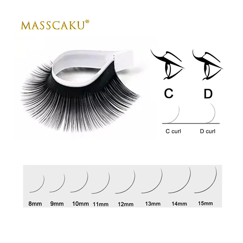 MASSCAKU Bushy Classic Lashes High Ranking C CC D DD Cilia Mixed Length False Eyelashes Curl Glitter maquillaje