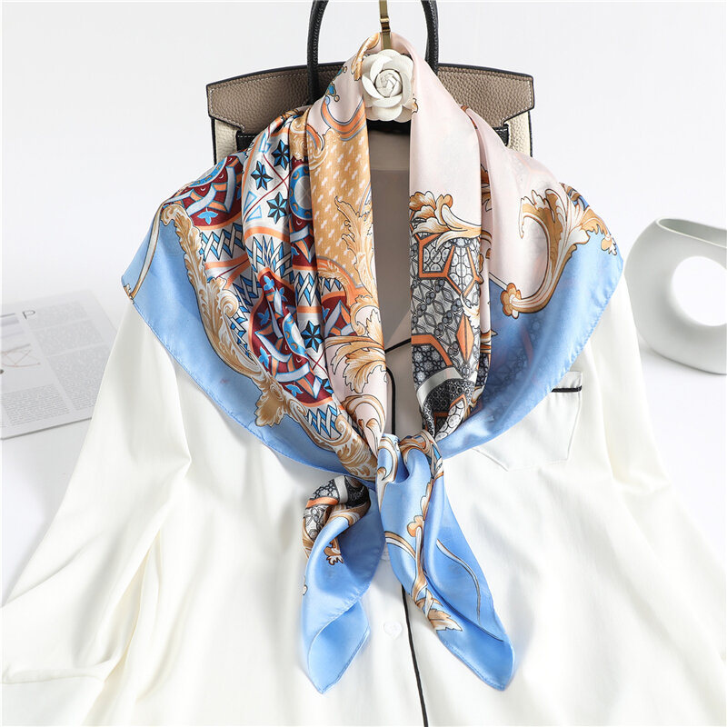 Foulard carré en soie imprimé pour femmes, Foulard Design, Bandana, Hijab, Pashmina, à la mode, nouveau, 2022