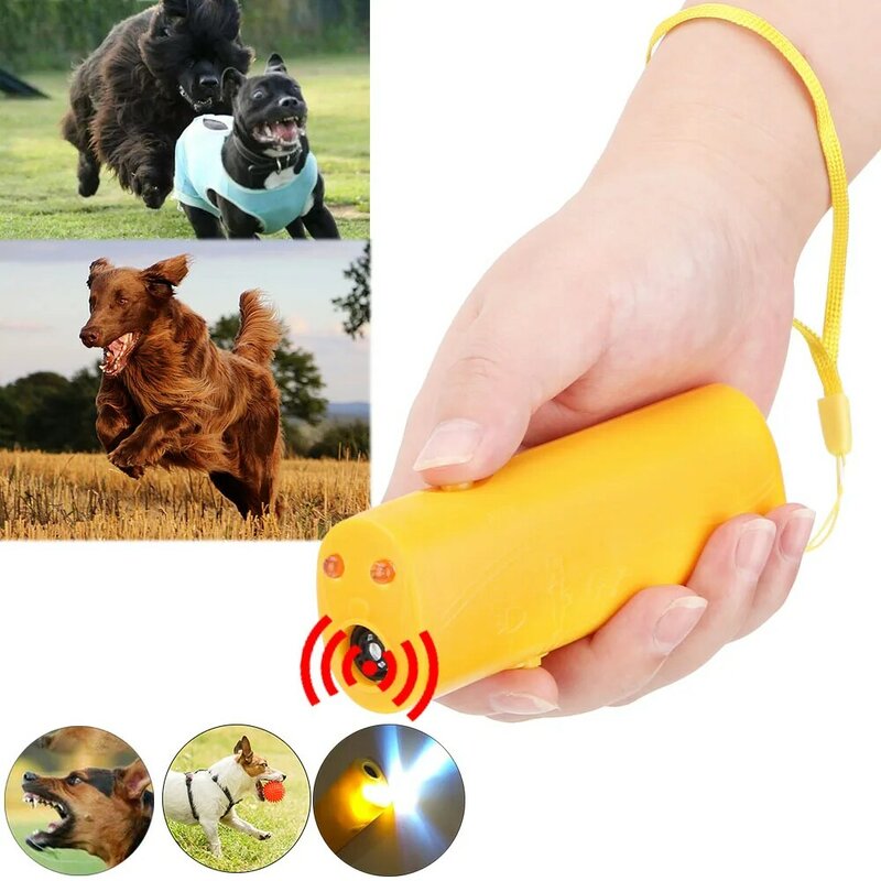 Répulsif 3 en 1 pour chiens de compagnie, équipement d'entraînement ultrasonique, anti-aboiement, pour salon, avec lampe de poche LED
