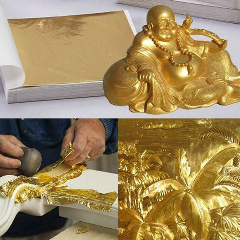 Láminas deslizantes doradas de doble cara para decoración, láminas doradas de papel de aluminio dorado para manualidades, 100 unidades