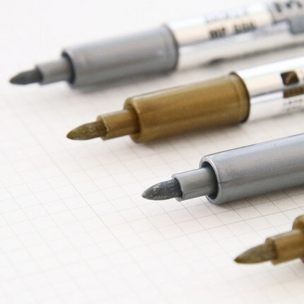 Impermeável permanente pintura marcador canetas, DIY metálico, ouro e prata, desenho, suprimentos para estudantes, caneta artesanato, 2pcs por lote