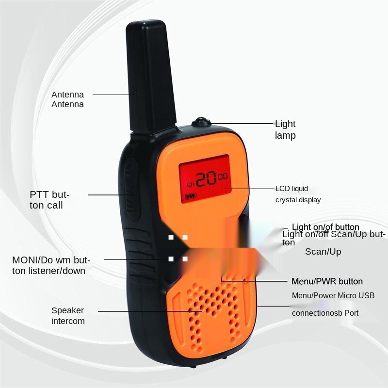 Mini walkie-talkie para niños, transceptor portátil de 1KM de alcance, interfono con cordón de Radio UHF para regalo de cumpleaños, 2 unids/set