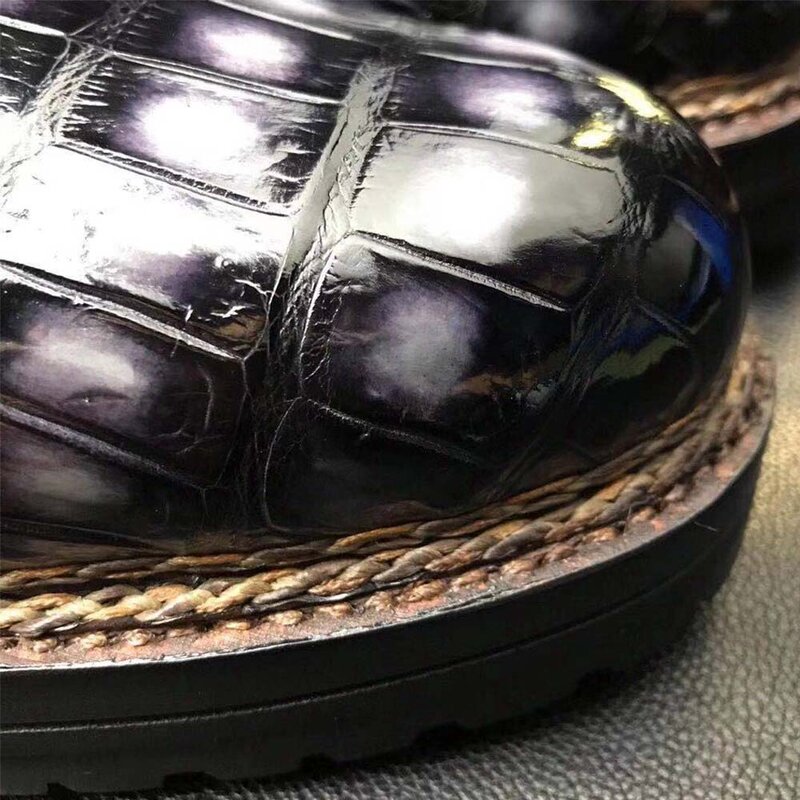 Мужские крокодиловые туфли на резиновой подошве, со шнуровкой