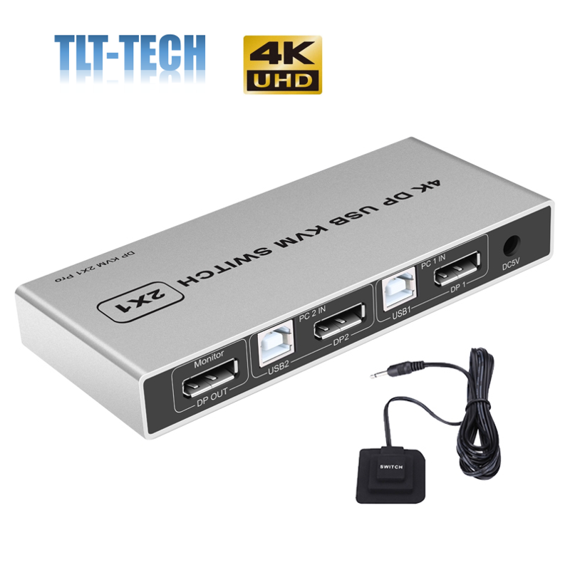 듀얼 포트 8K 디스플레이 포트 KVM 스위치, USB 디스플레이 포트, KVM 144Hz DP 스위처, 4KX2K/60Hz, 2K/144Hz 디스플레이 포트, 2 in 1 out KVM USB