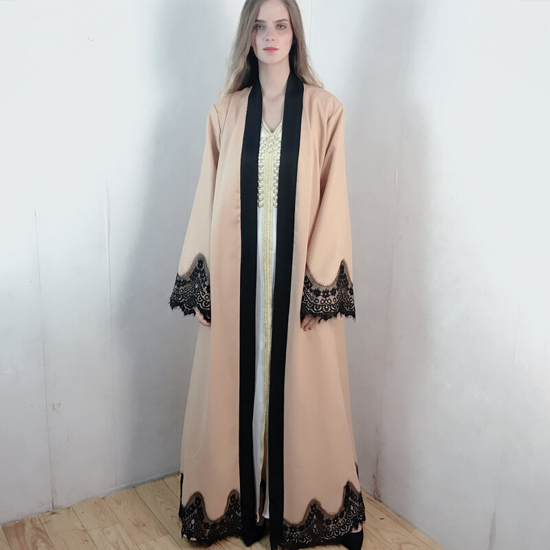 Öffnen Abaya Kimono Strickjacke Moslemisches Hijab Kleid Abayas Für Frauen Robe Femme Kaftan Dubai Kaftan Oman Katar Islamische Kleidung