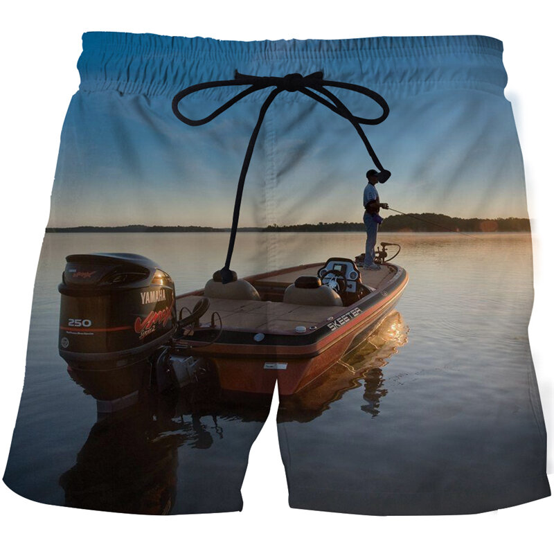 Fish-pantalones cortos de baño con estampado 3d para hombre, ropa de surf, bañador informal, novedad de verano, 2022