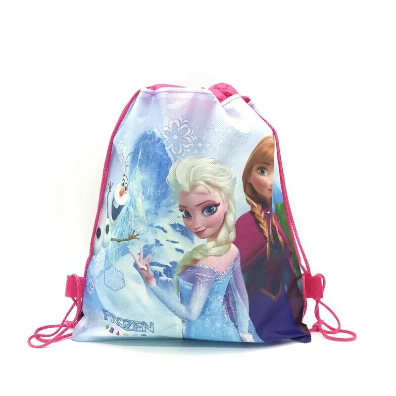 8/16/24/50PCS Disney Frozen 2 Anna Elsa Birthday Party Gifts Non-woven Drawstring Bags Kids Boy Favor Swimming School Backpacks