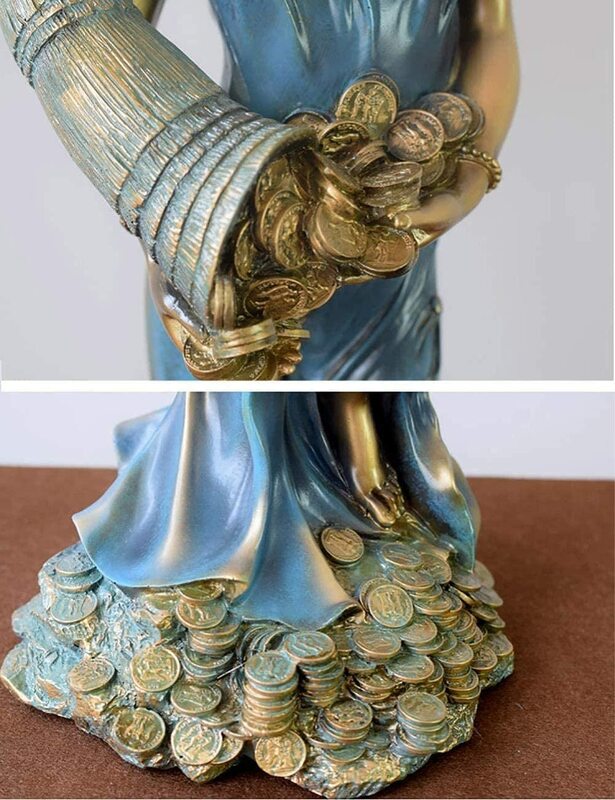 Zawiązana z oczami statua Fortuna-starożytna grecka rzymska bogini fortuny i szczęścia rzeźba w Premium Cold Cast Bronze