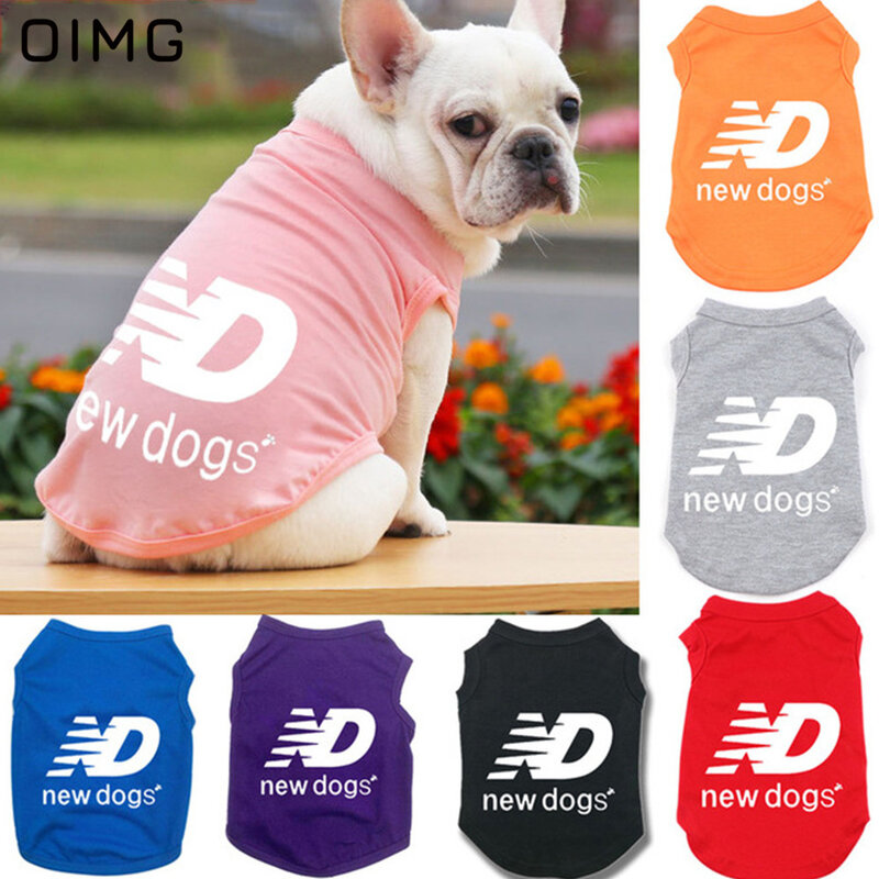 OIMG ND drukuj ubrania dla zwierząt domowych buldog francuski Chihuahua Bichon lato list "nowy pies" Puppy koszule przystojny małe psy t-shirty
