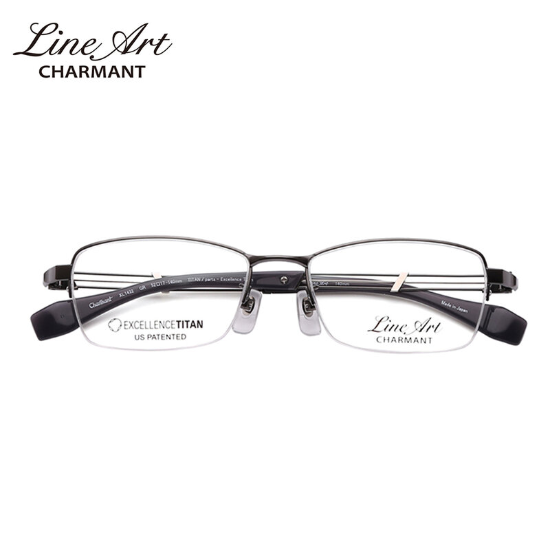 Marco de gafas Charmant de titanio puro para hombre, gafas ópticas cuadradas formales de titanio para hombre XL1432, hechas en Japón