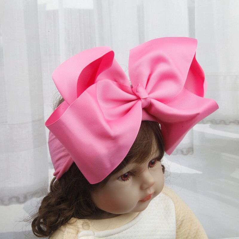 Headbands de nylon para bebês, Soft Bows Knot Turban, Acessórios de cabelo para crianças, Headwear infantil, 8"