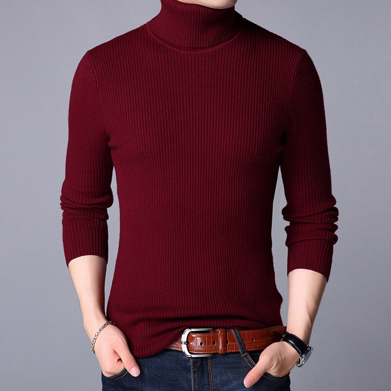 MRMT-suéter de lana para hombre, Jersey grueso de cuello alto, Color sólido, novedad de 2024