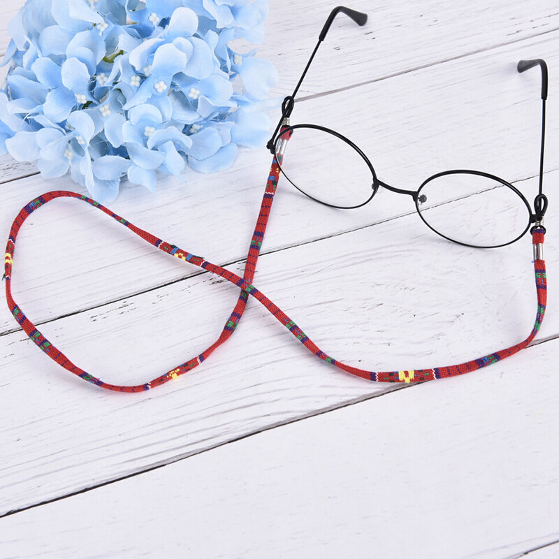 Correa de mezcla de algodón colorida para gafas de sol, cadena para gafas de lectura, soporte de cadena, cordón para el cuello, collar de vidrio para gafas, 5 piezas