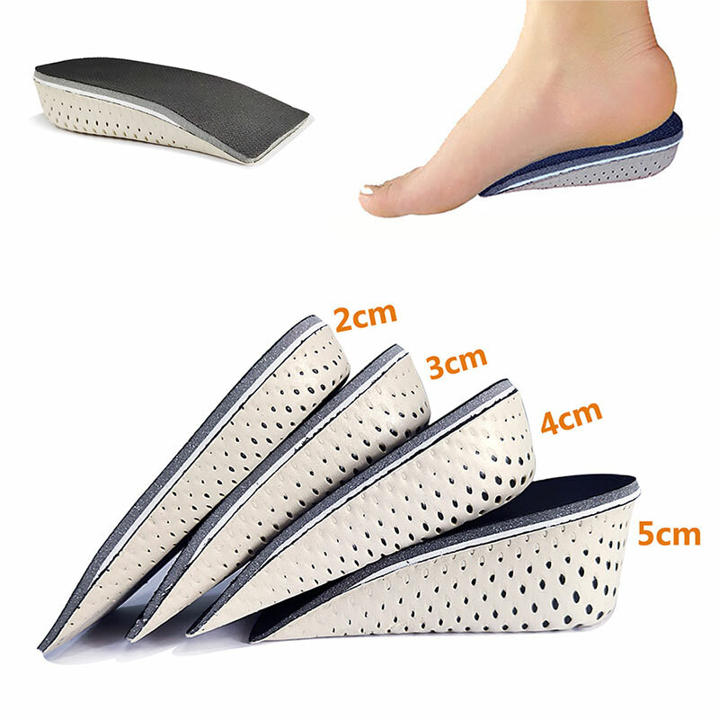 ความสูงครึ่งรองเท้าแผ่นกันรองเท้ากัดใส่กีฬาแผ่นเสริมส้น Cushion Arch สนับสนุน Unisex 2-5ซม.ที่มองไม่เห็น Heighten Sole Insole
